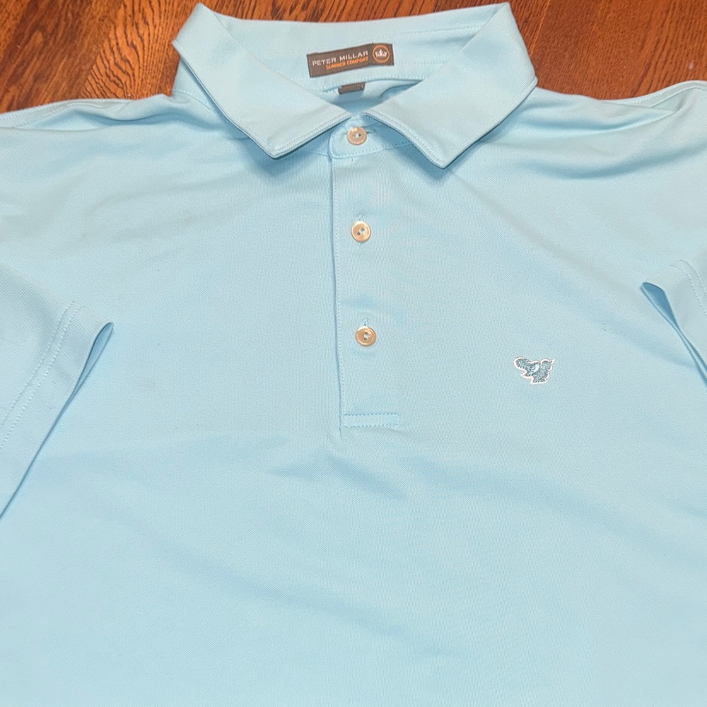 Men’s Peter Millar Summer Comfort Cyan Short Sleeve Golf Polo Shirt XL